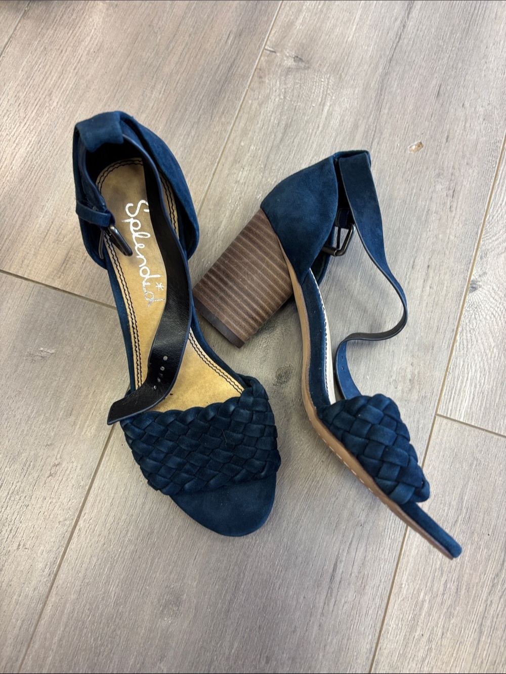 Splendid Braided Suede Block Heel Sandals